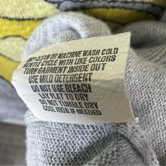 Joan Vass Rose Striped Cotton Sweater Grey Yellow Women’s Size 2X - Picture 8 of 10